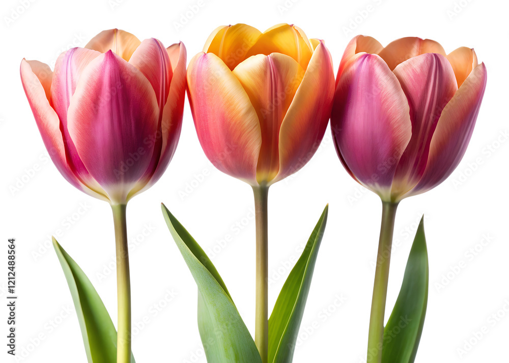 Trio of elegant blooming tulips, cut out Trio of elegant blooming tulips, cut out