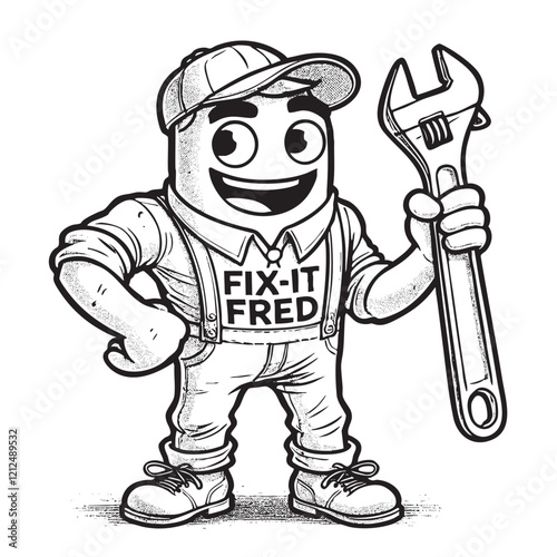 Cartoon Fix-It Fred Character Silhouette - Creative Repairman Illustration