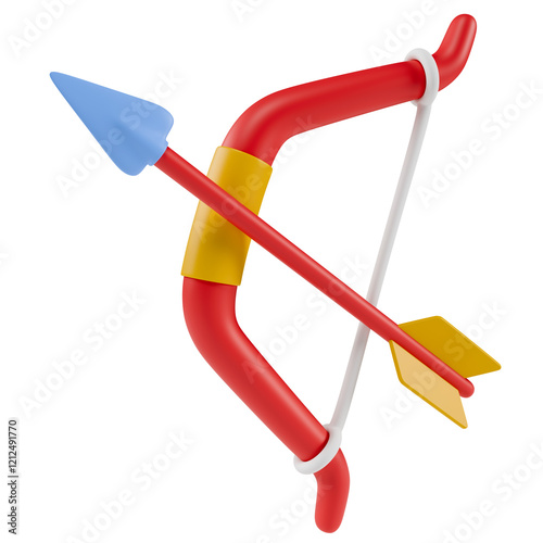 Stylized cupid bow with an arrow. Isolated on transparent background
