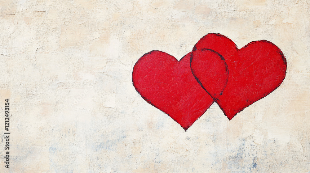 Artistic depiction of two interlocking hearts on textured background, symbolizing love and connection Artistic depiction of two interlocking hearts on textured background, symbolizing love and connection