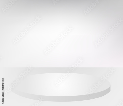 Podium stage wall and floor studio room grey color with white light effect background 