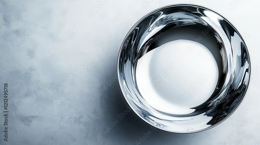 This image showcases a sleek silver bowl from a top-down perspective, emphasizing its smooth, textured surface that provides a stunning visual contrast and contemporary elegance. This image showcases a sleek silver bowl from a top-down perspective, emphasizing its smooth, textured surface that provides a stunning visual contrast and contemporary elegance.