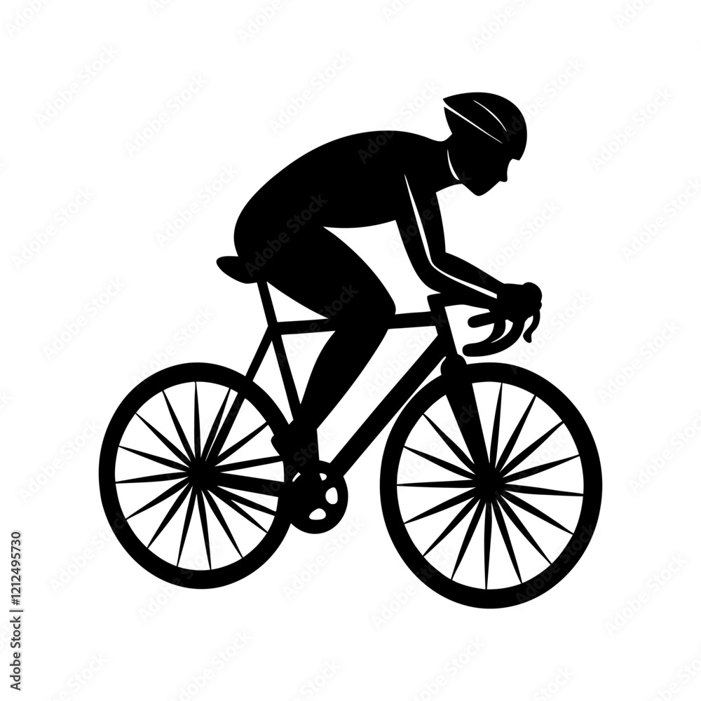 Obraz premium silhouette of a person riding a bicycle vector and illustration