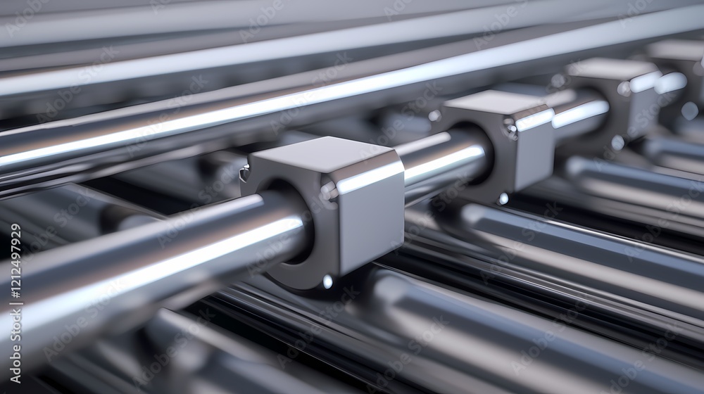 A close-up view of metallic rods and blocks, showcasing precision engineering and modern industrial design. A close-up view of metallic rods and blocks, showcasing precision engineering and modern industrial design.