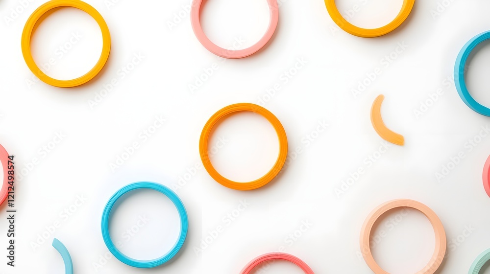 Soft Pastel Circular Outlines Scattered on Clean White Background for Light and Airy Aesthetic Soft Pastel Circular Outlines Scattered on Clean White Background for Light and Airy Aesthetic