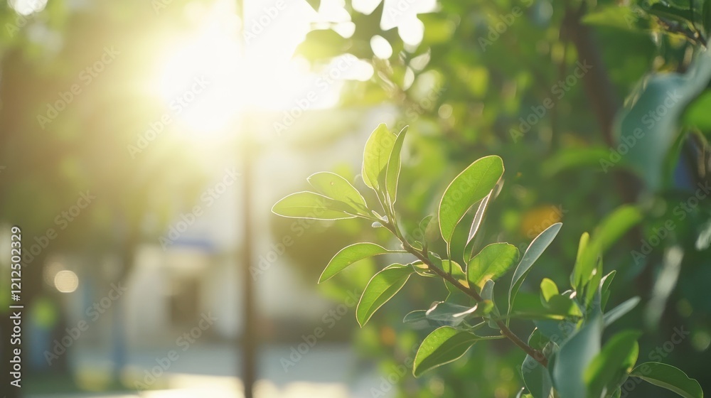 Obraz premium Sunlit Green Leaves: A Summer's Day Serenity