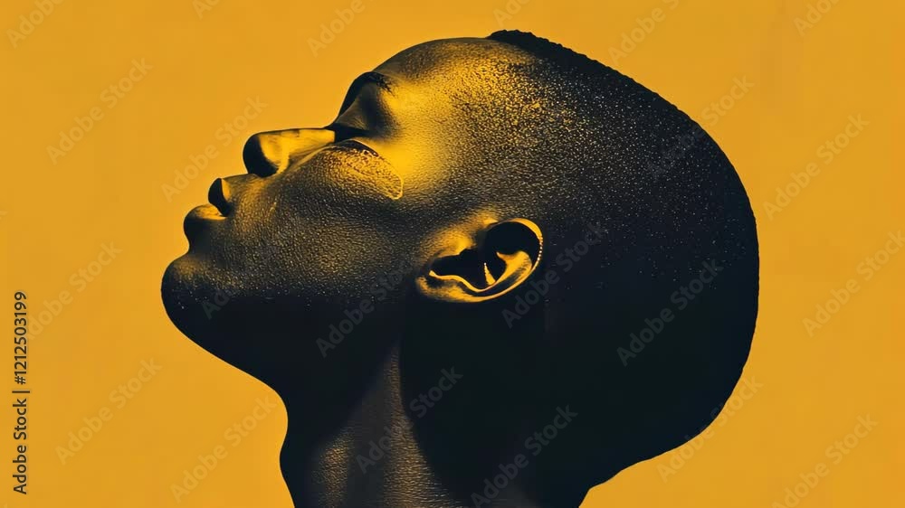 silhouette of a black person on color background.