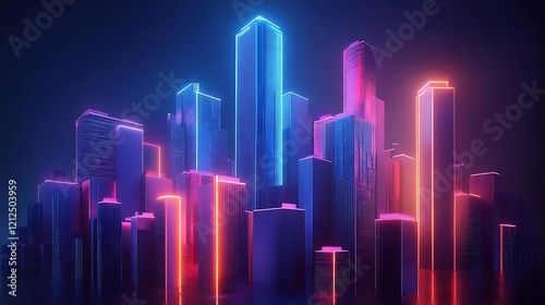 Neon-lit futuristic cityscape at night  glowing skyscrapers.