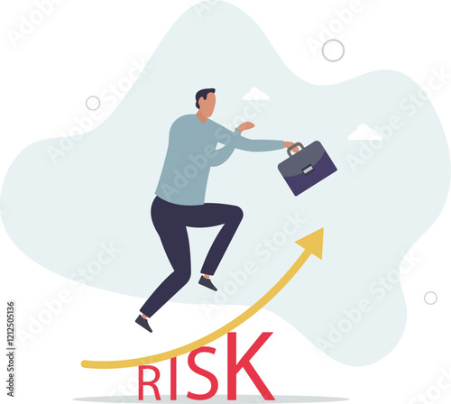 High risk high return stock market investment, trade off of risky investment asset rewarding growth return concept.flat characters.