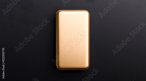 A sleek, golden rectangular object sits centered on a dark background, exuding elegance and luxury.