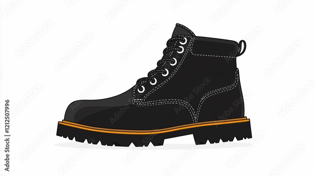 Boot Icon Wide Angle Centered Composition in Black for Graphic Design Boot Icon Wide Angle Centered Composition in Black for Graphic Design