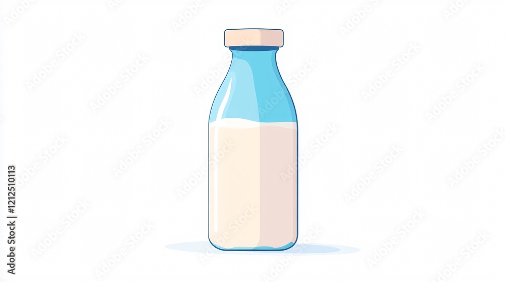 Wide Angle Glass Milk Bottle Drink Centered Composition Image Wide Angle Glass Milk Bottle Drink Centered Composition Image