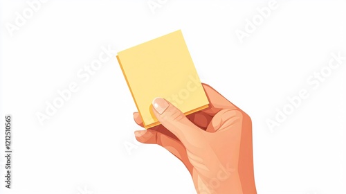 Professional wide shot of hand holding yellow sticky note with finger person photo