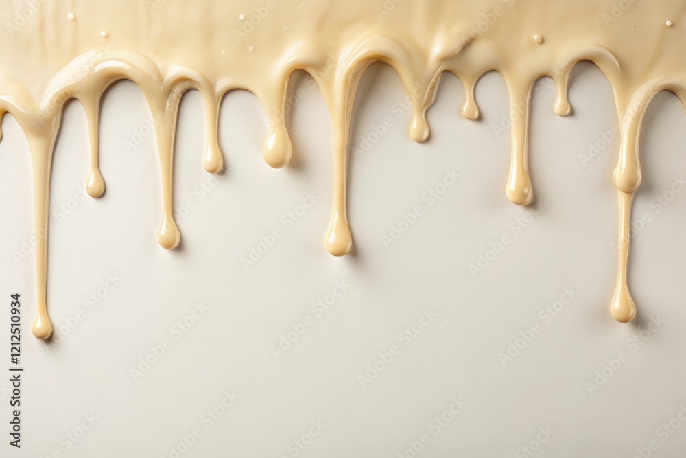 beige background with dripping slime on white surface, drips on surface, tactile sensory experience, white minimalist, messy environment, gooey liquid beige background with dripping slime on white surface, drips on surface, tactile sensory experience, white minimalist, messy environment, gooey liquid