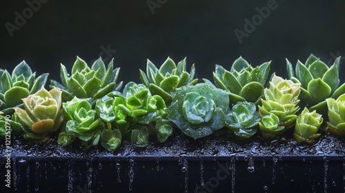 Creepy close-up of wet succulent plants with varying focus, featuring moody and atmospheric lighting for a dark, intriguing nature scene
 photo