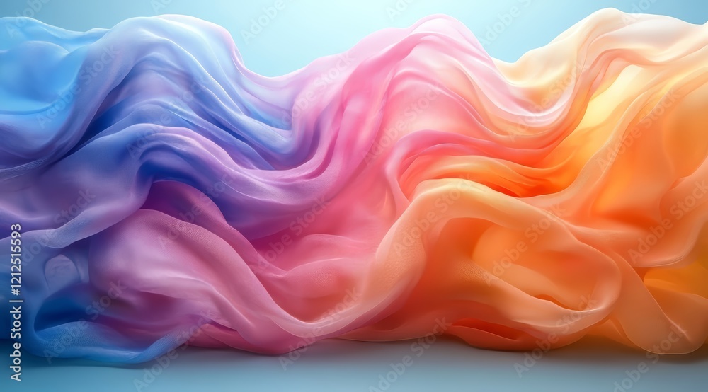 Colorful Pastel Fabric Drape, Soft & Dreamy Rainbow Gradient Texture Colorful Pastel Fabric Drape, Soft & Dreamy Rainbow Gradient Texture