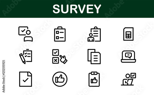 Premium Survey Icons. Clean, Editable Vectors for Data Collection, Market Research, Customer Feedback, and Polling Applications.