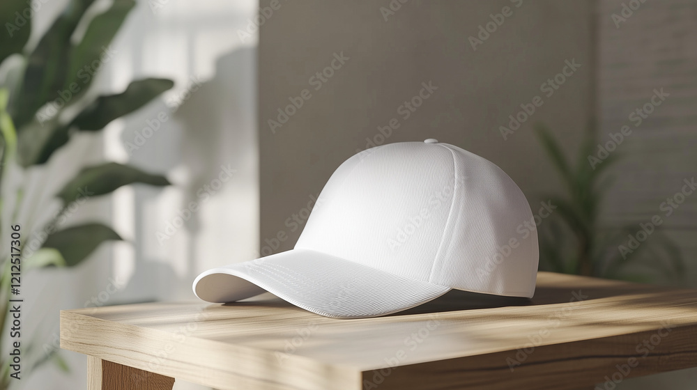white color hat on a wooden table. ai generated white color hat on a wooden table. ai generated