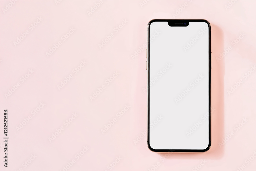 Blank white screen of smartphone with copy space for text decoration on pink background , Technology concept , Generative AI Blank white screen of smartphone with copy space for text decoration on pink background , Technology concept , Generative AI