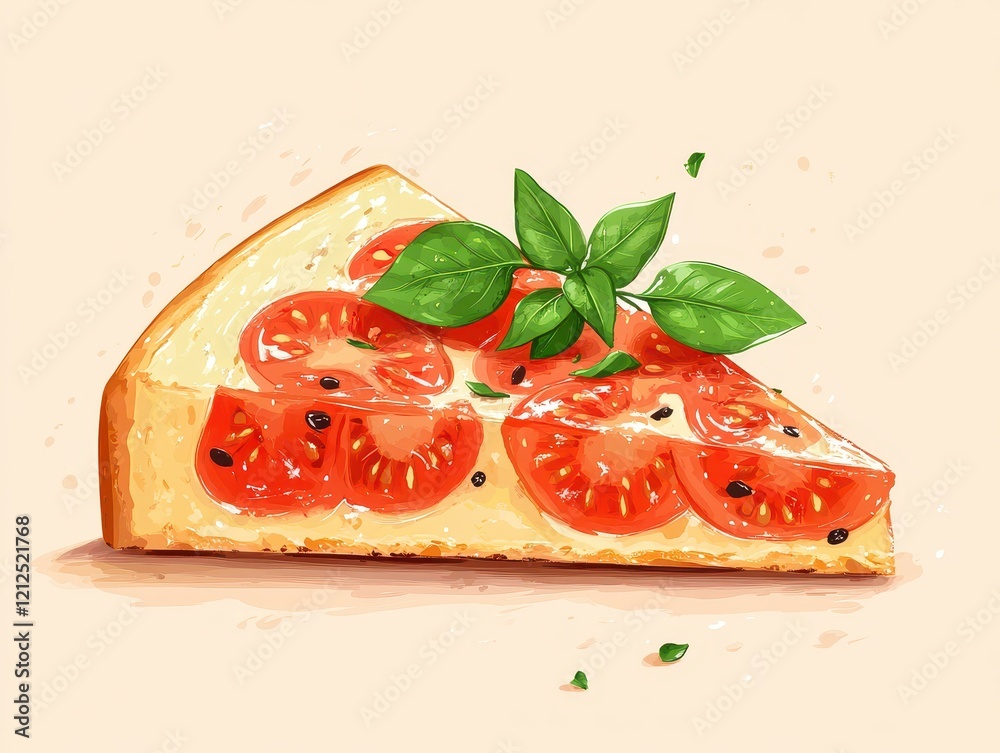 Φωτογραφία A delicious and appetizing slice of margherita pizza topped with fresh tomatoes and basil capturing the essence of classic Italian cuisine on a visually creamy background