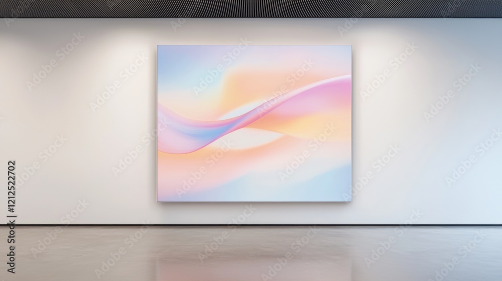 A colorful abstract painting with a blue and pink swirl A colorful abstract painting with a blue and pink swirl