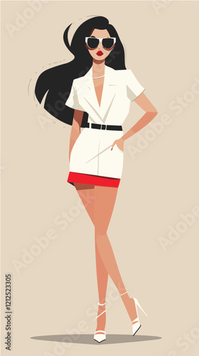 Illustration of fashionable beautiful woman. Beautiful girl. Fashion.