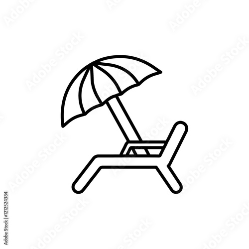 beach chair icon Simple outline illustration