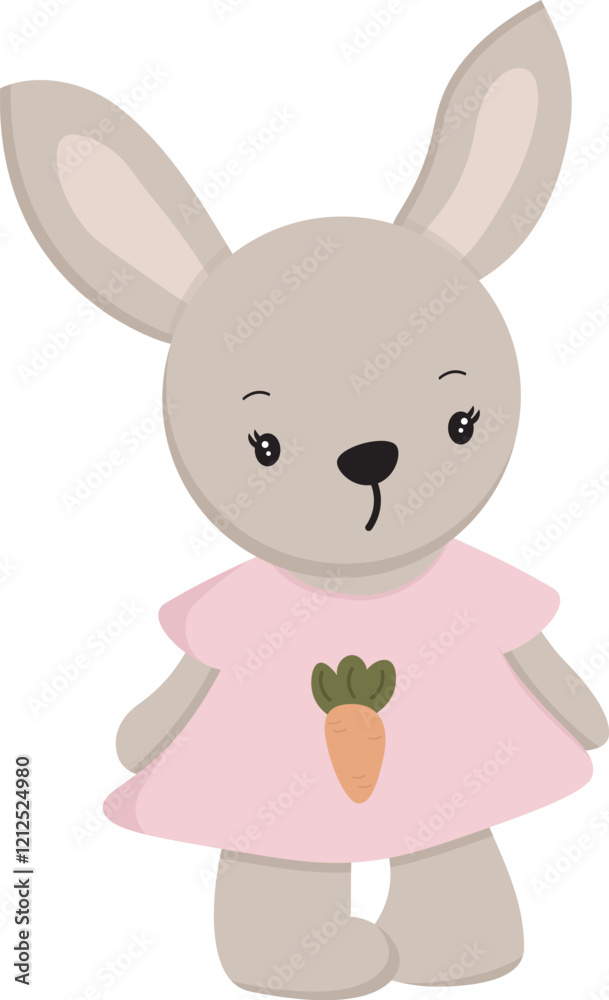 Cute cartoon rabbit with carrot. Vector clipart, illustration with isolated background. Cute cartoon rabbit with carrot. Vector clipart, illustration with isolated background.