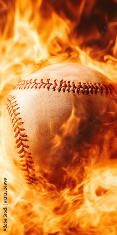 Baseball engulfed in dramatic flames symbolizing passion and intensity in sports Baseball engulfed in dramatic flames symbolizing passion and intensity in sports