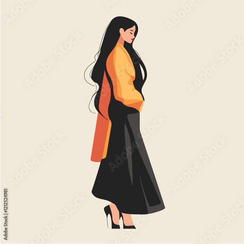 Illustration of fashionable beautiful woman. Beautiful girl. Fashion.