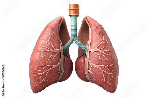 3D Human Lungs Anatomy on a transparent Background