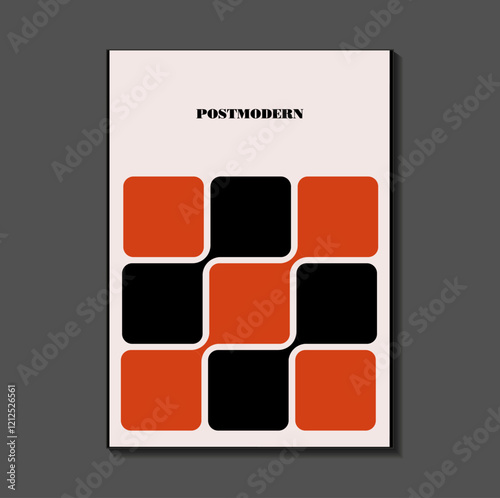 Poster inspired postmodern of vector abstract dynamic symbols with bold geometric shapes, useful for web background, poster art design, magazine front page, hi-tech print, cover artwork