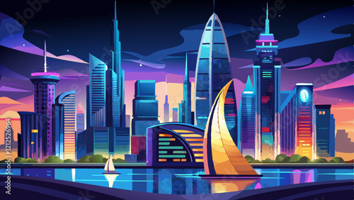 the business bay of dubai dat night