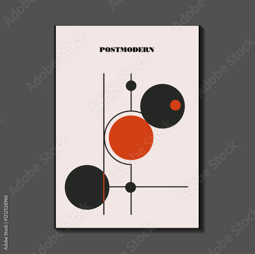 Poster inspired postmodern of vector abstract dynamic symbols with bold geometric shapes, useful for web background, poster art design, magazine front page, hi-tech print, cover artwork
