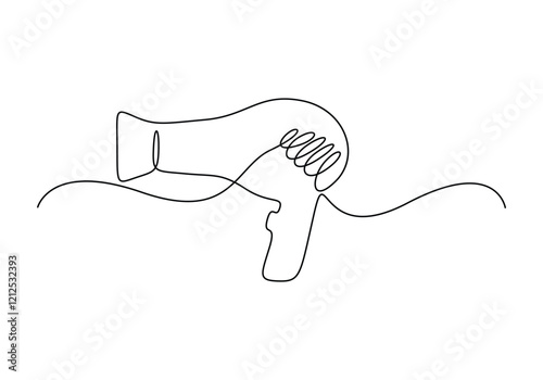 Continuous one line drawing of hairdryer hairdresser symbol vector illustration