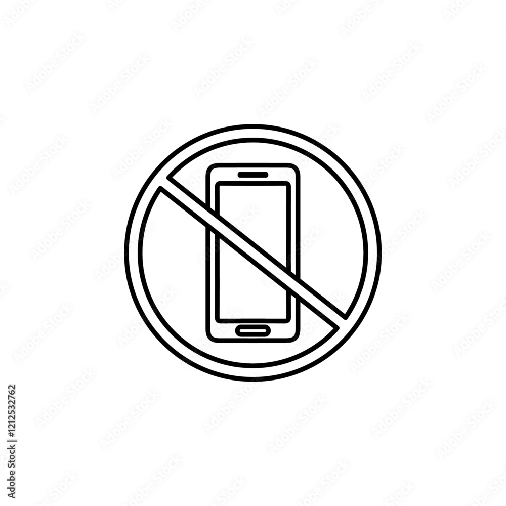 no mobile icon Simple outline illustration no mobile icon Simple outline illustration