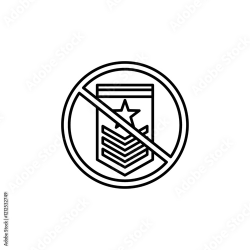 no military badge icon Simple outline illustration