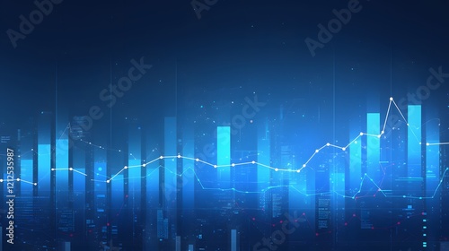 A series of blue-colored charts and graphs displaying business data, focusing on trends and statistical information photo