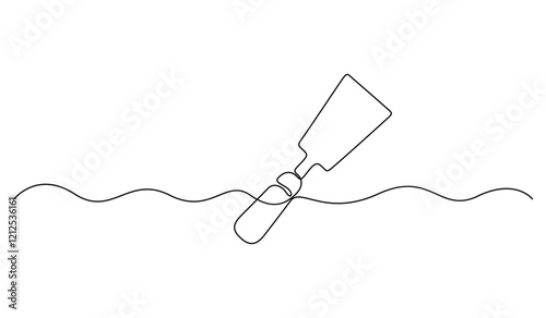 Continuous one line drawing of putty knife. Black linear outline putty knife vector illustration