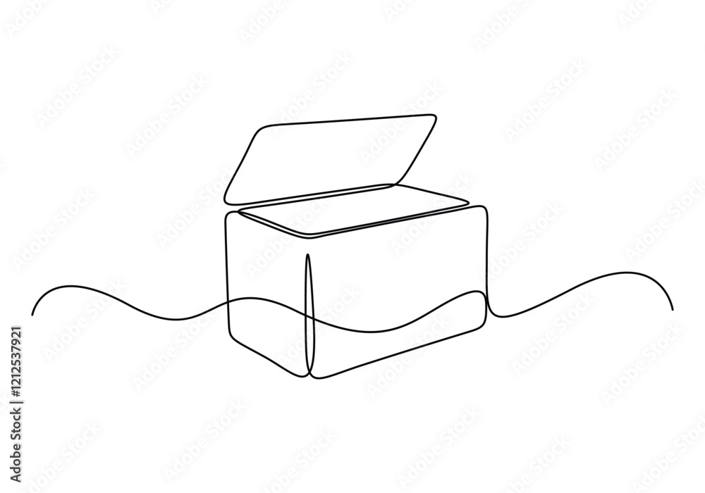 Obraz premium Deep freezer continuous one line drawing vector illustration
