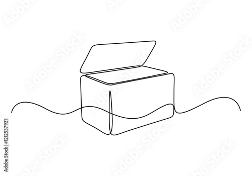 Deep freezer continuous one line drawing vector illustration