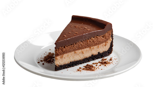 Slice of Chocolate cake isolated on transparant and white background. Generative ai 