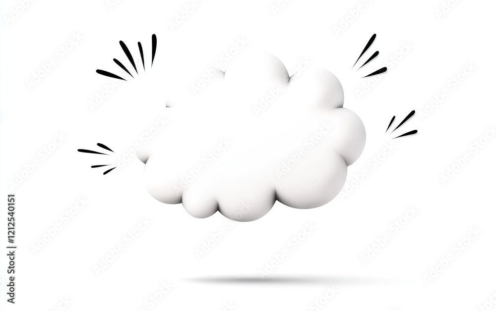 Obraz premium A fluffy white cloud with dynamic lines around it, suggesting movement or energy in a minimalist style.