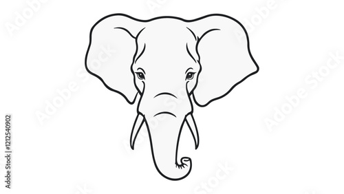 elephant isolated on white background, elephant head outline art vector illustration silhouette