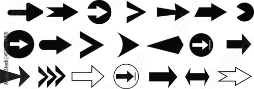 Arrows set of 100 black icons. Arrow icon. Arrow vector collection. Arrow. Cursor. Modern simple arrows. Vector illustration