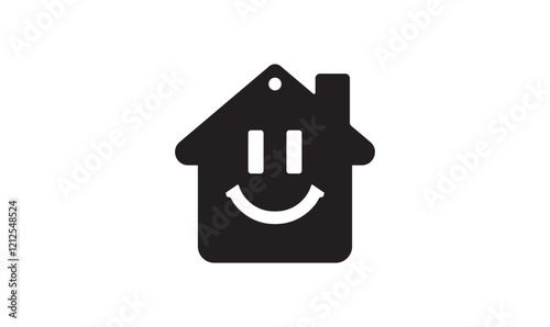 Smile House logo and key ring icon vector illustration