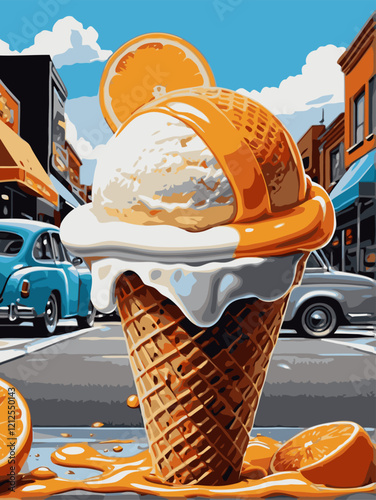 ice cream orange flavor vector art for design needs 