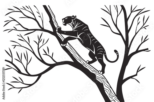 The tiger climbed on the tree vector 