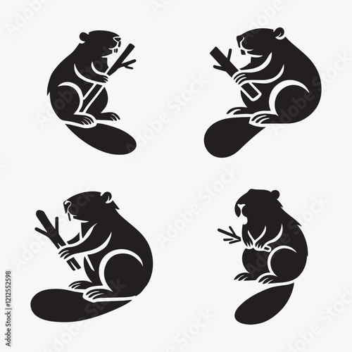 beaver silhouette in black color simple and clean vector illustration