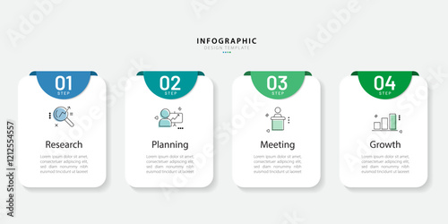 Timeline infographic template. 4 Step timeline journey, calendar Flat simple infographics design template. presentation graph. Business concept with 4 options, vector illustration.